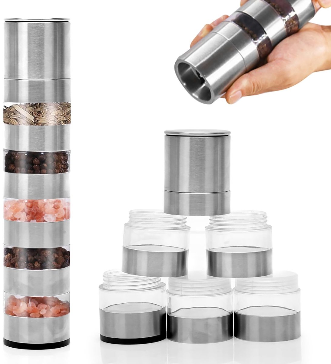 Dailygoods - 5-in-1 Draagbare Kruidenstrooier met Molen