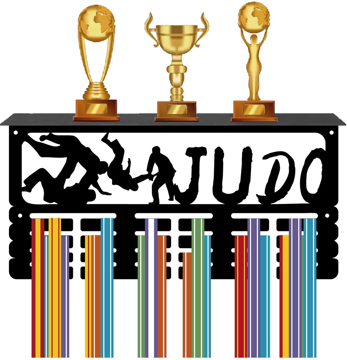 Dailygoods - Medaillehouder voor Judo met 24 Haken en Plank
