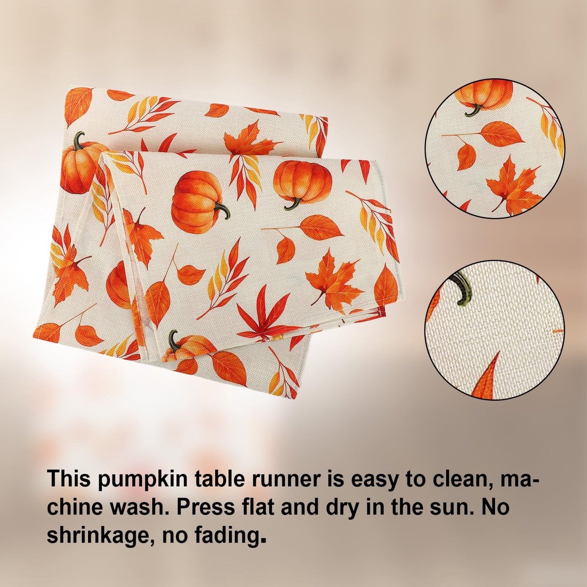 Dailygoods - Pompoen Tafelloper 33x183cm Vlas voor Herfst