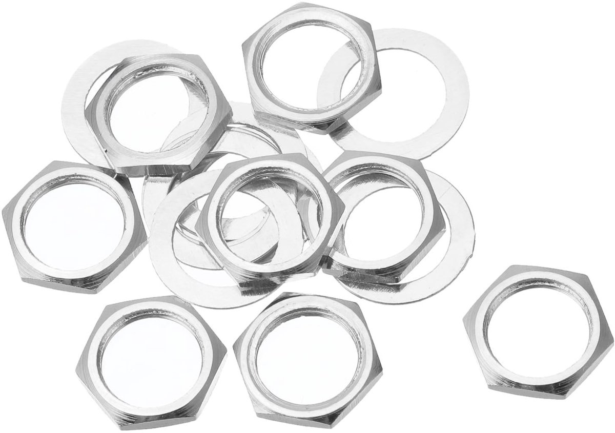 Dailygoods - Set van 8 Gitaar Moeren en Ringen, Zilver