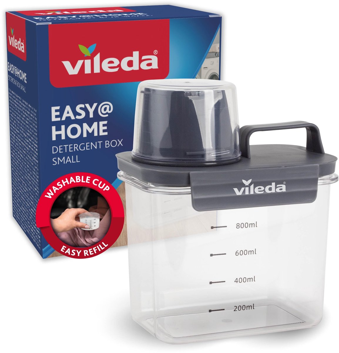 Dailygoods - Wasmiddelbox 1100 ml met Maatbeker en Luchtdichte Deksel