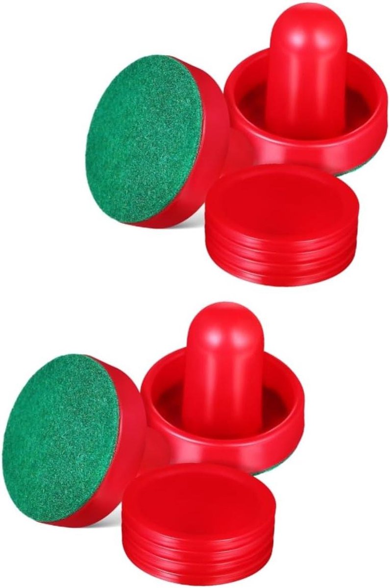 Air Hockey Accessoires - Pucks en Pushers - Spelplezier Vergroten - Ergonomisch Ontwerp - 2 Sets - Rood