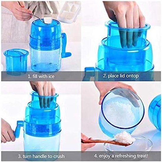 Ijsmaker Handmatig - Crusher Slush - Drankjes Maken - Draagbaar Ontwerp - 1.1 Liter - Blauw — afbeelding 3