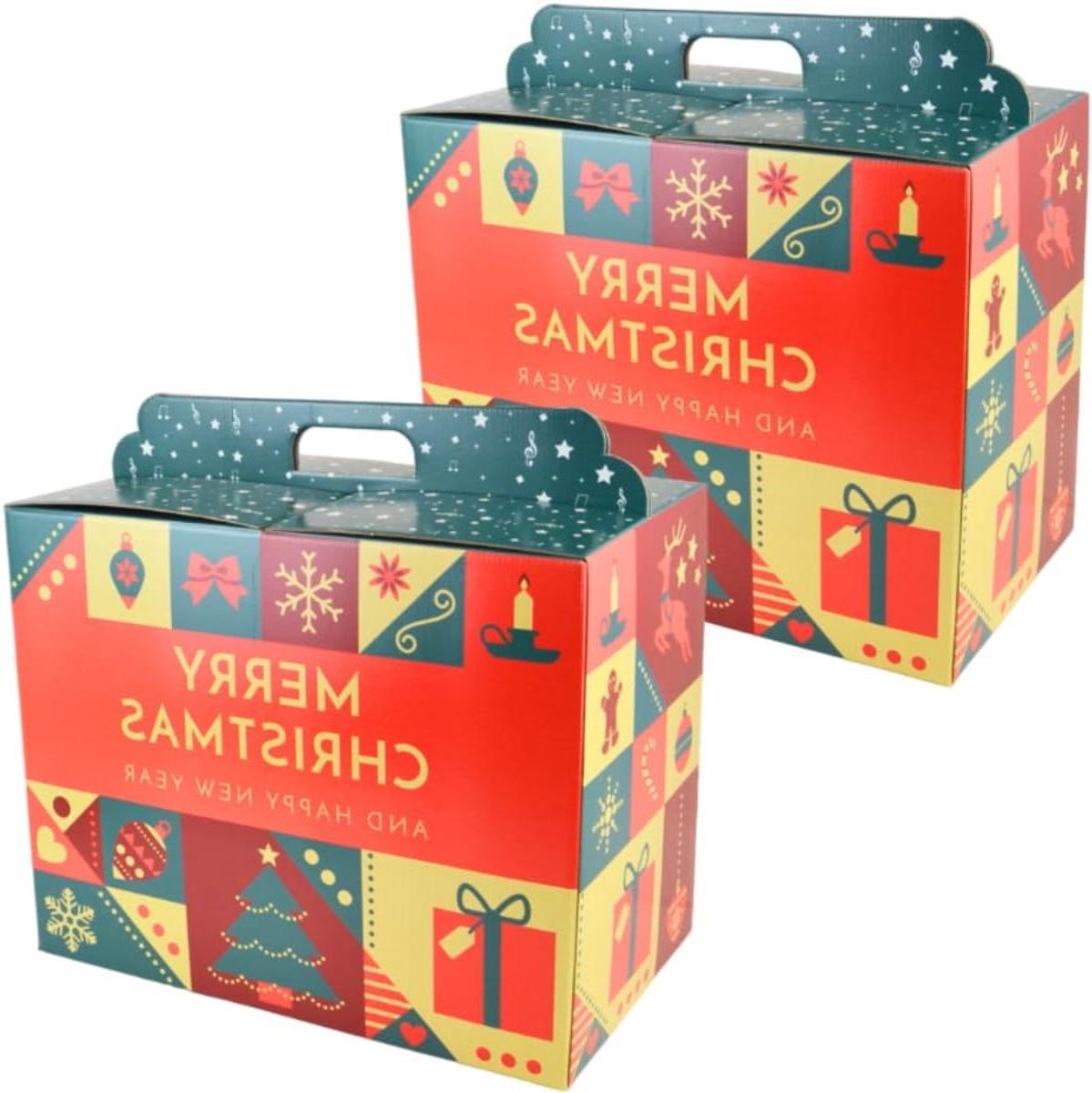 Kleine Cadeauboxen - Papieren Doosjes - Kerst Knutselen - Met Handvatten - 10 Stuks - Rood