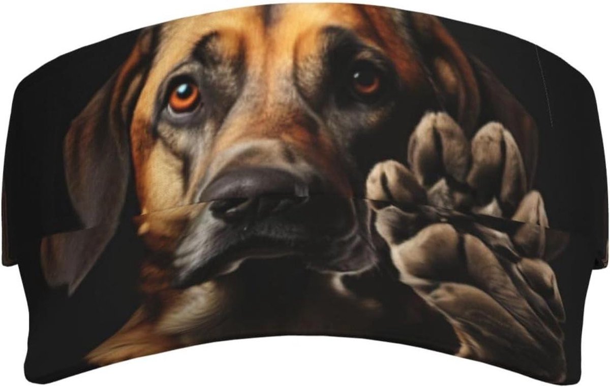 Zonnevizier Pet - Open Top - Bescherming Zon - Verstelbare Band - One Size - Zwart