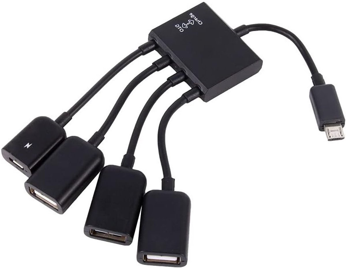 Micro-USB OTG Hub Adapter Kabel voor Tablet en Smartphone met 4 Poorten en Snelle Gegevensoverdracht
