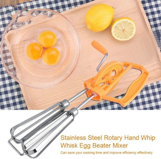 Manual rotary whisk stainless steel rotary hand whip egg beater hand push whisk blender — afbeelding 2