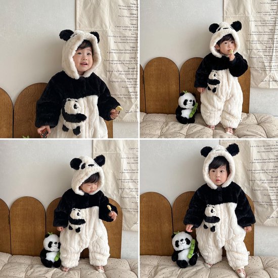 Baby Winterpak - Warme Jumpsuit - Buiten Spelen - Pluche Voering - 66-90 cm - Panda Design — afbeelding 2