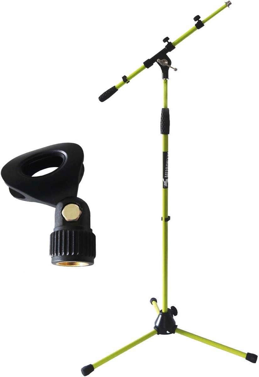 Microfoonstandaard - Statief met galg - Muziekoptreden - Met universele klem - 100-176 cm - Geel