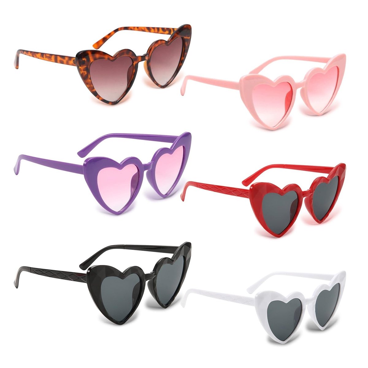 Dailygoods - Dailygoody - Hartvormige zonnebril - Vintage damesbril - UV400 bescherming - 6 kleuren - Grappige feestbril - Geschikt voor bruiloft en carnaval