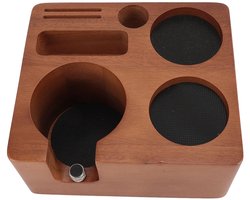 Dailygoods - Dailygoody - Koffie Tamper Station - Multifunctionele Tamping Stand - Walnoot Hout - Voor Koffiebar - Professioneel - Duurzaam - Gemakkelijk in gebruik