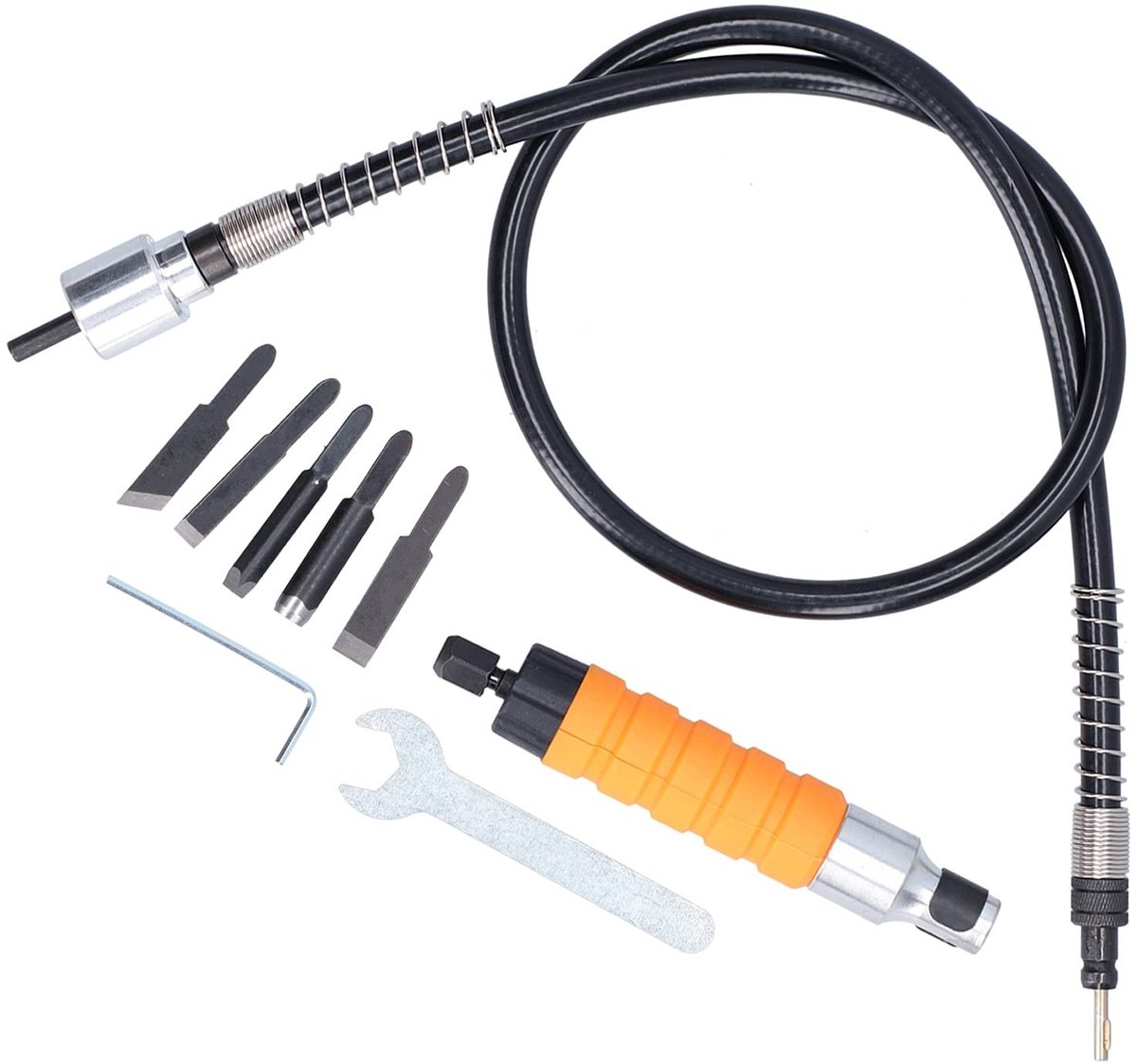 Dailygoods - Dailygoody - Elektrische Houtbeitel Set - Flexibele Rubber As - Voor Boormachine en Slijpmachine - Professionele kwaliteit - Perfect voor houtbewerkin.