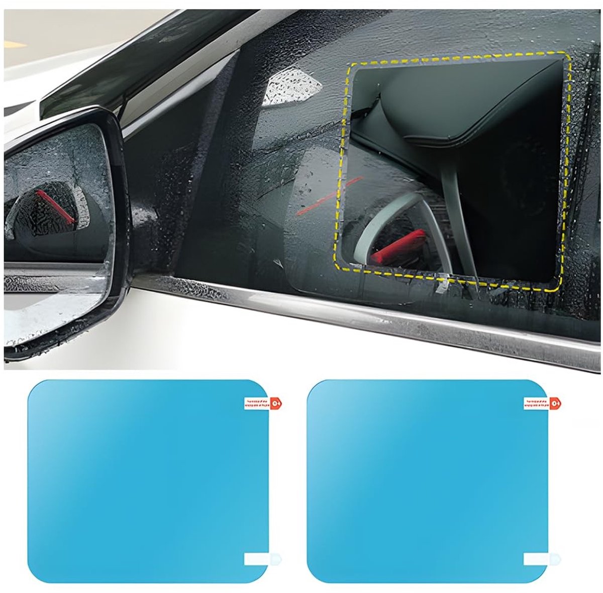 Dailygoods - Dailygoody - Beschermfolie voor Autospiegels - Universele Spiegelbescherming - Regenbestendig en Anti-condens - Lichtblauw - Transparant Zicht - Gesch