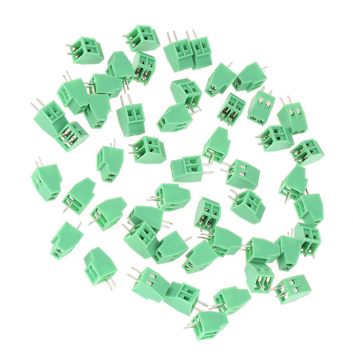 Dailygoods - 50 Stuks 2-polige Schroefklemmenblok voor PCB 2,54 mm Groen