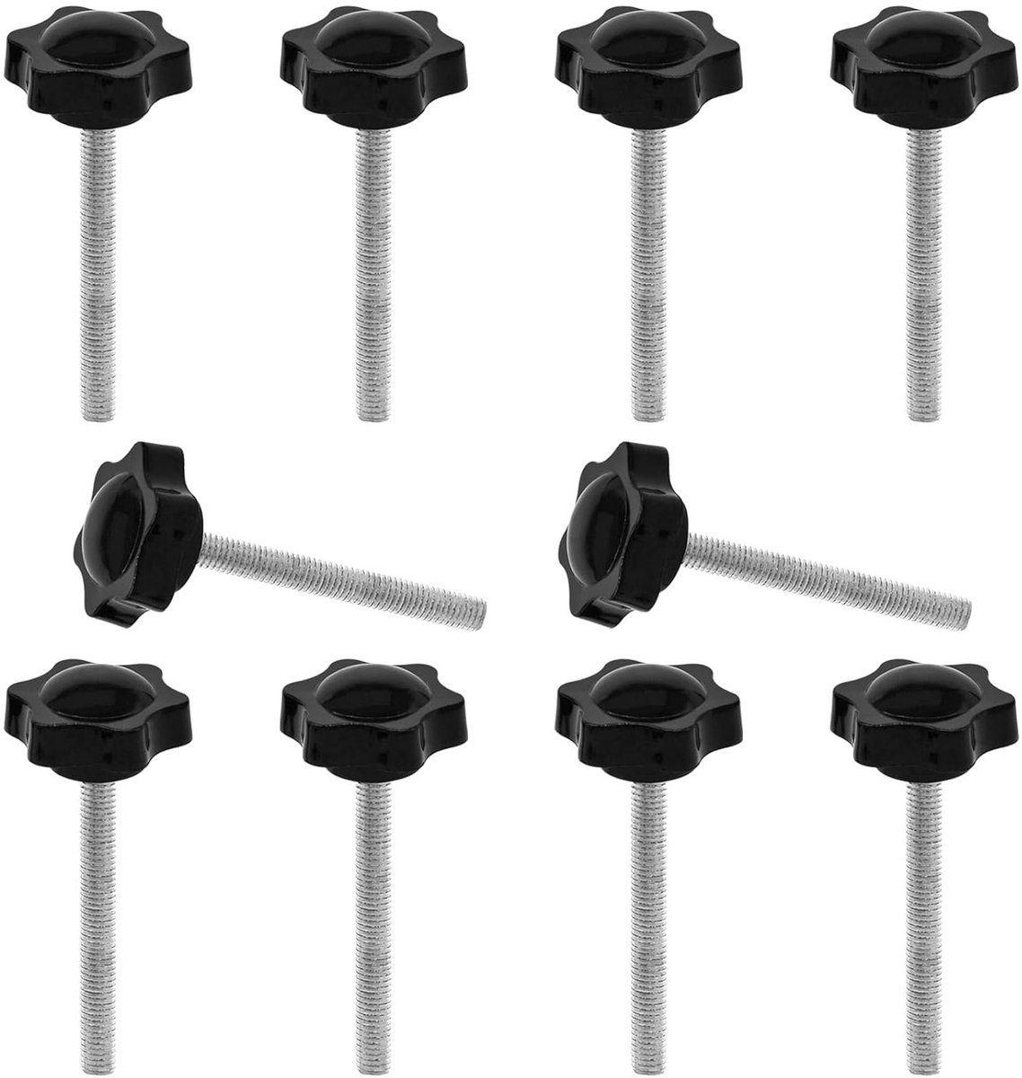 Set van 10 Stuks M8 x 70mm Stervormige Schroeven met Plastic Hoofd voor Mechanische Toepassingen, Vervangingsschroeven en Handgrepen