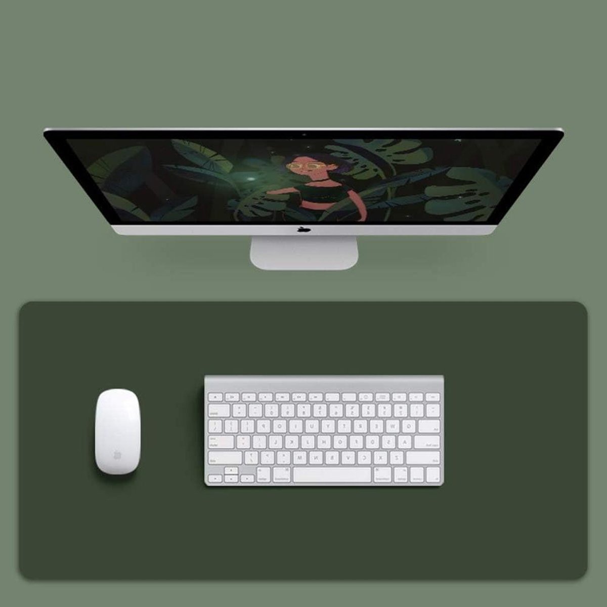 Office Desk Pad PC and Laptop Desk Mat Blotter Waterproof Mouse Pad Large Smooth Writing Pad Scratch Resistant PU Leather-80X40cm-Dark Green