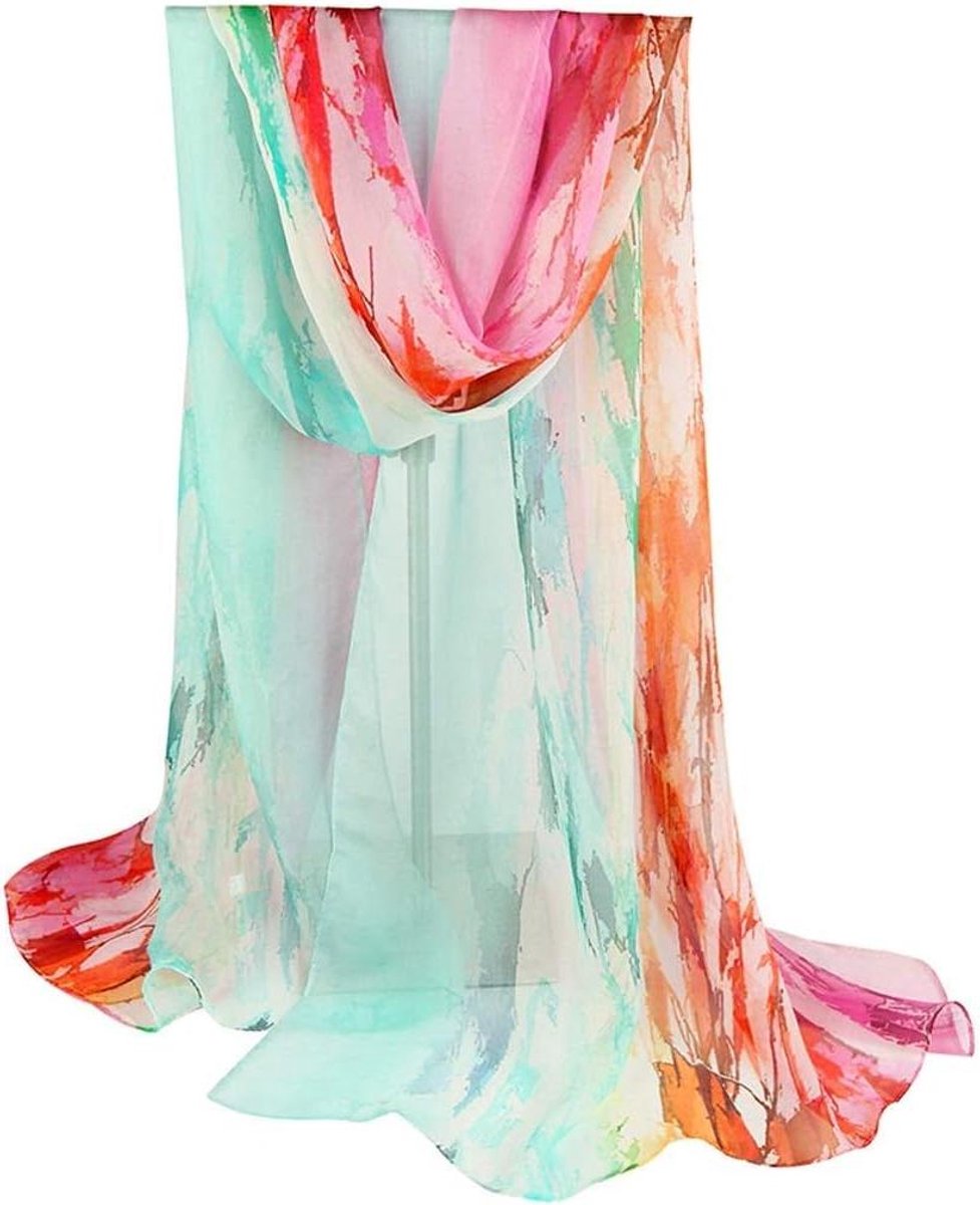 Dames Sjaal - Lange Wrap - Stijlvol Beschermen - Zijde Mix - 180x68cm - Donkerblauw