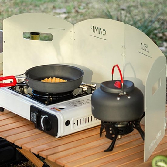 Camping Windscherm - Kookplaat Accessoire - Buiten Koken - Opvouwbaar Ontwerp - 46 x 38 cm - Zilver van Camping — afbeelding 5