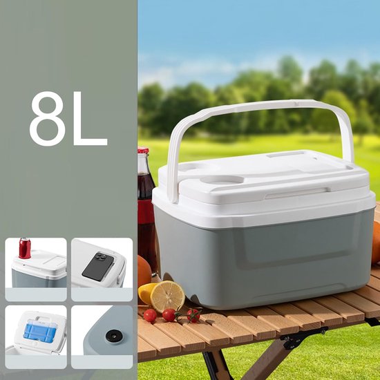 Koelbox Auto - Draagbare Vriezer - Kamperen en Reizen - Lekvrij Hygiëneontwerp - 8L Capaciteit - Cyaan Blauw van Koelbox. — afbeelding 2