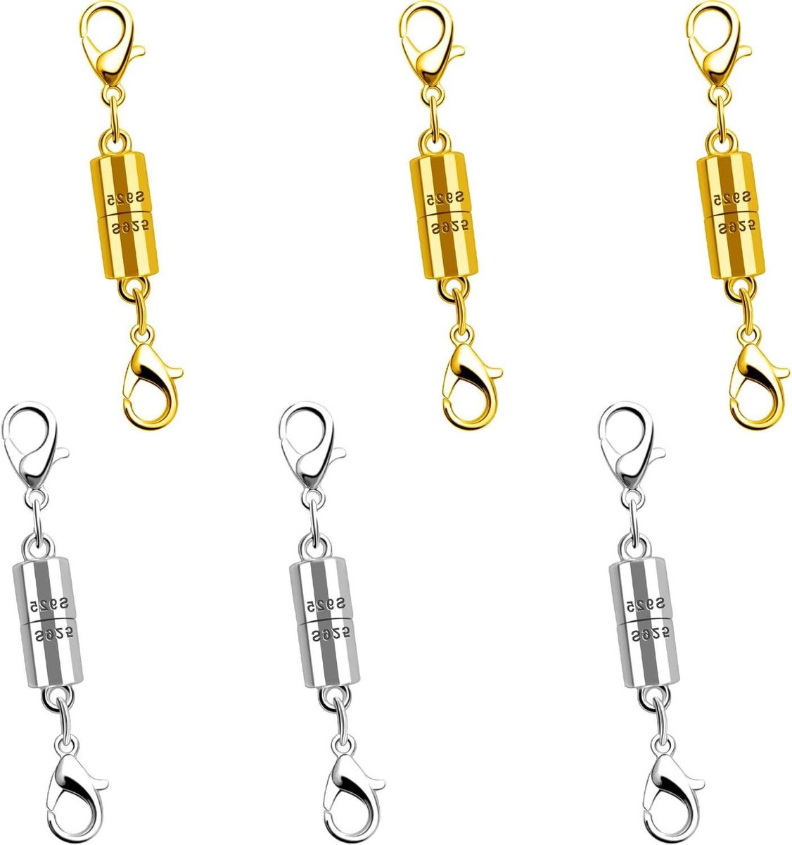 Magnetische Ketting Sluitingen - Sieraden Connectoren - Sieraden Maken - Sterke Dubbele Magneet - 3 Goud 3 Zilver - Metallic