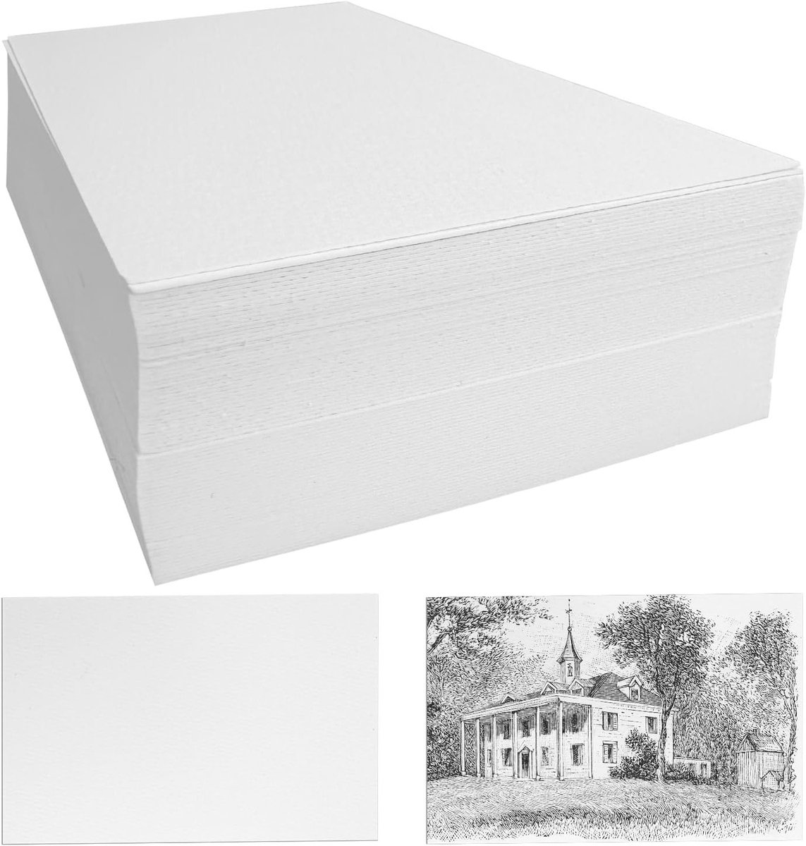 80 Vellen Waterverfpapier, 150lbs/300g/m² Katoenen Koud Pers Waterverfpapier voor Schilderen, Tekeningen en Postkaarten, Wit, 5" x 7