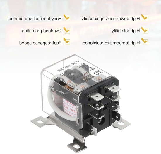 Electromagnetisch relais AC220 V, 30 A, hoog vermogen, DPDT 2NO 2NC, 8 aansluitingen, DIN-rail montage, betrouwbare schakeling — afbeelding 3