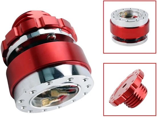 Stuurwielnaaf Adapter - Quick Release - Cockpit Personaliseren - Aluminium Constructie - 1x1x1 cm - Rood — afbeelding 3