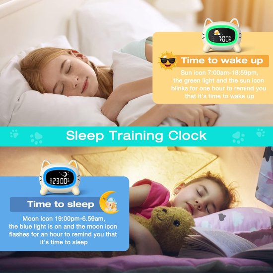 Kinderwekker - Digitale Wekker Slaapkamer - Slaaptrainer Kinderen - kinderlicht — afbeelding 4