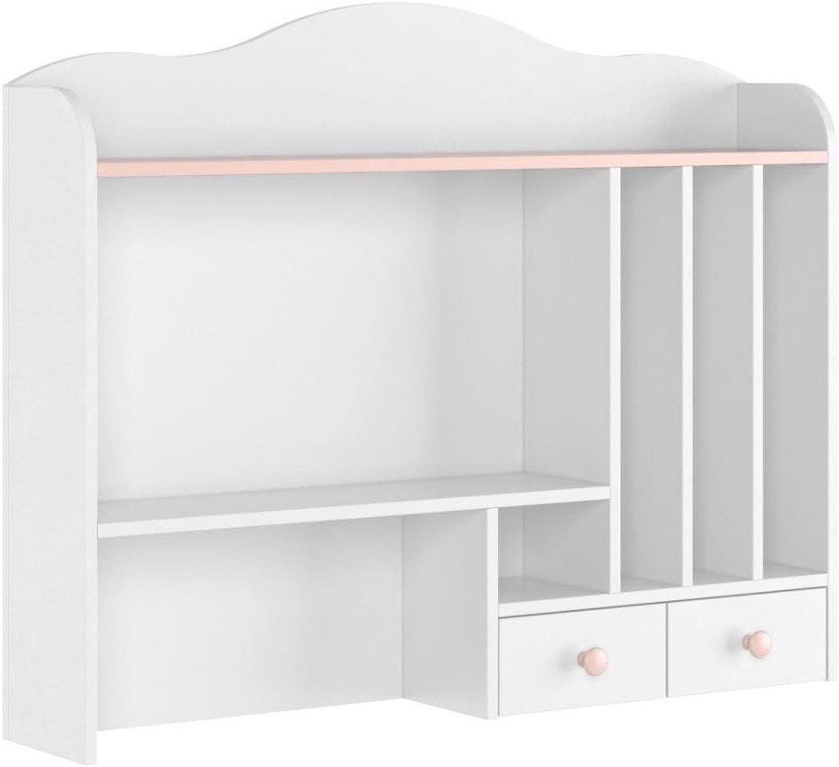 Bureau Plank Opzetstuk - Extra Plank - Kinderkamer Organisatie - Twee Lades - 107 cm Breed - Wit