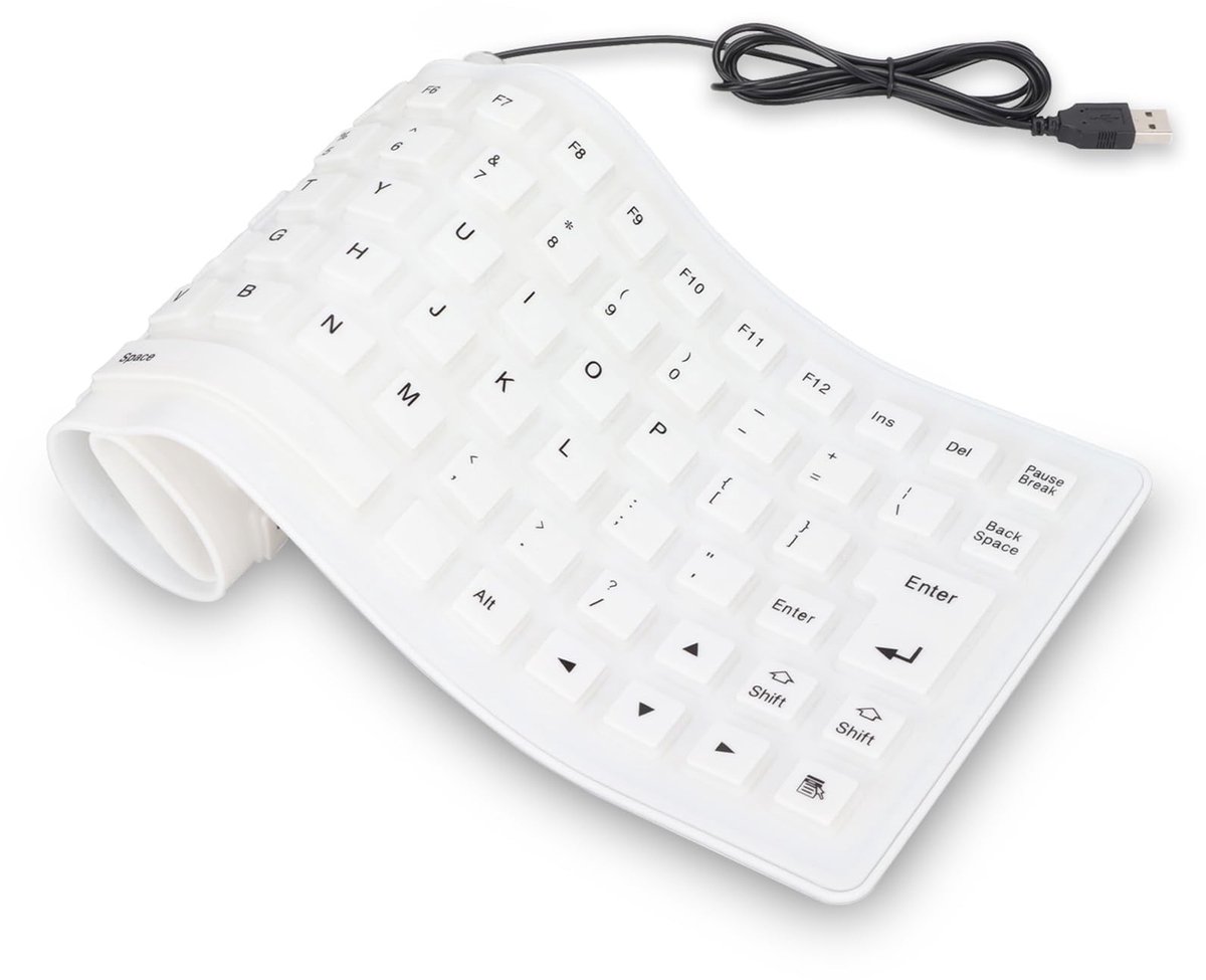 Dailygoods - USB Mute Siliconen Opvouwbaar Toetsenbord voor PC en Laptop (Wit)