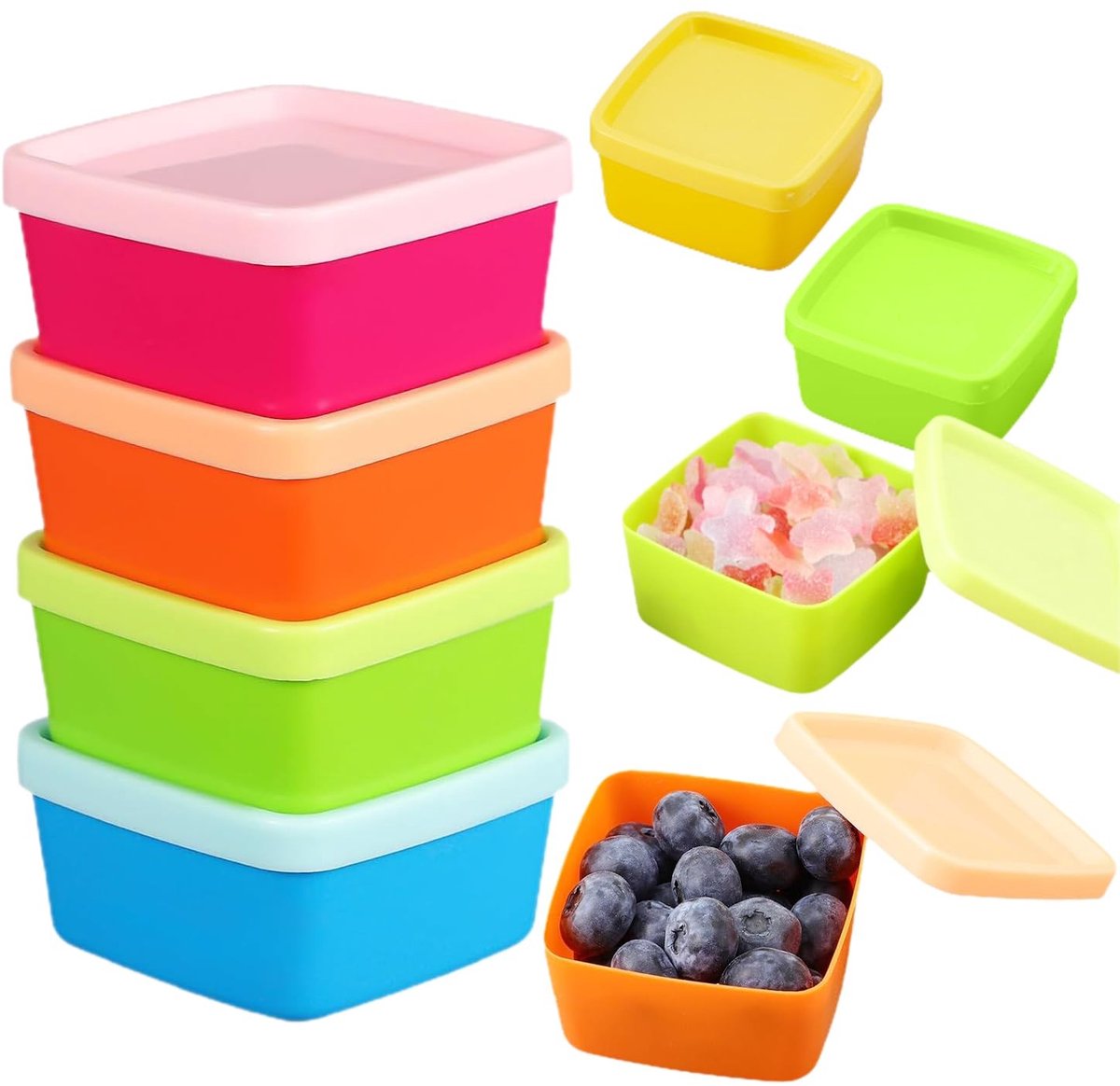 Dailygoods - Set van 8 Kleine Plastic Vriesdozen met Deksel voor Voedselopslag