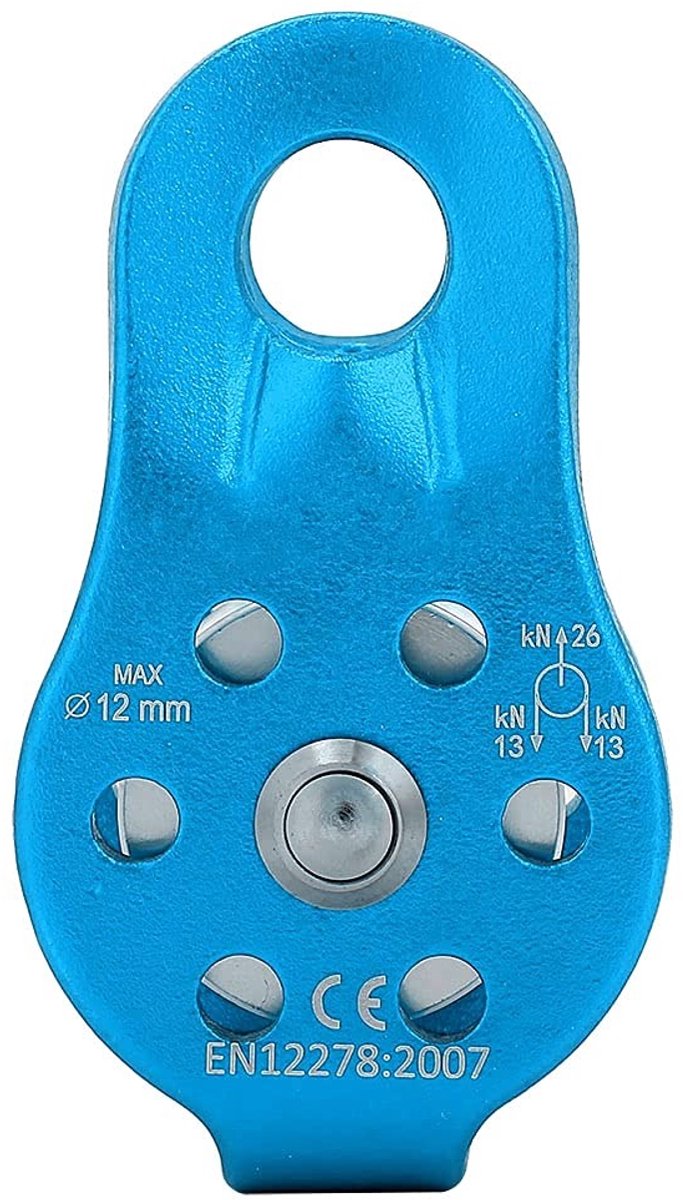 Dailygoods - Dailygoody - 26KN Klimkatrol - Aluminiumlegering - Hoge Sterkte - Blauw - Touwkatrolblok - Voor Touwklimmen - Geschikt voor 12 mm touw