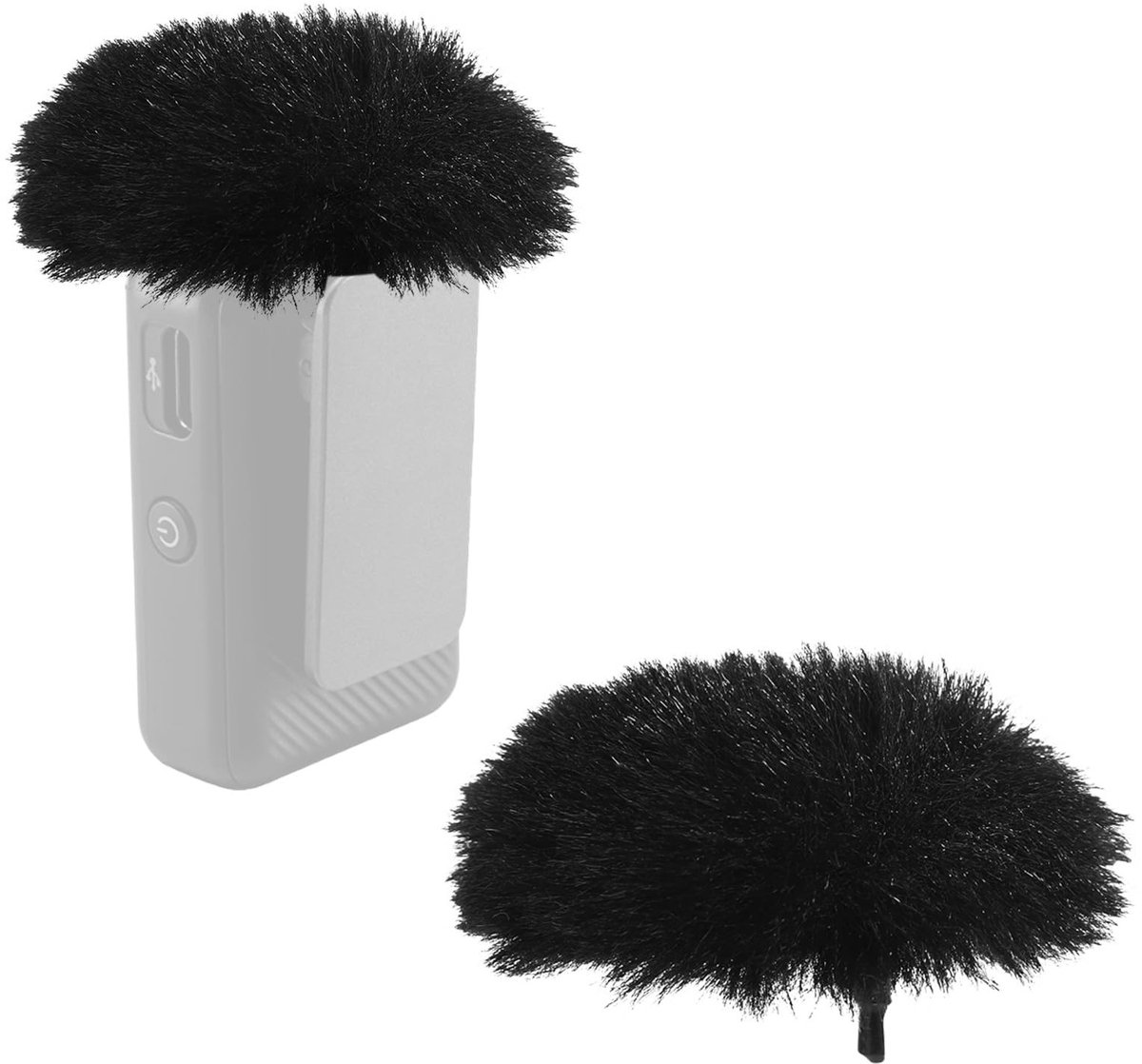 Dailygoods - Dailygoody - Microfoonwindscherm - Furry Wind Muff - Bescherming tegen windgeluid - Zwart - Microfoonschuim - Perfect voor 2 - 2-Pack