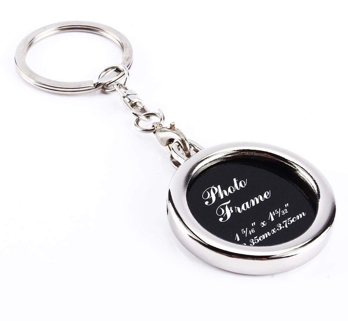 Dailygoods - Foto Sleutelhanger - Metalen Sleutelring - Persoonlijk Cadeau - Zilver - Fotolijst - Herinneringen Bewaren - Voor Dames