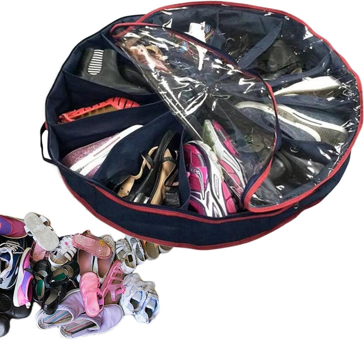 Schoenenorganizer met vakken - Opbergdoos schoenen - Schoenen opbergen - Transparante bovenkant - 10 paar - Zwart