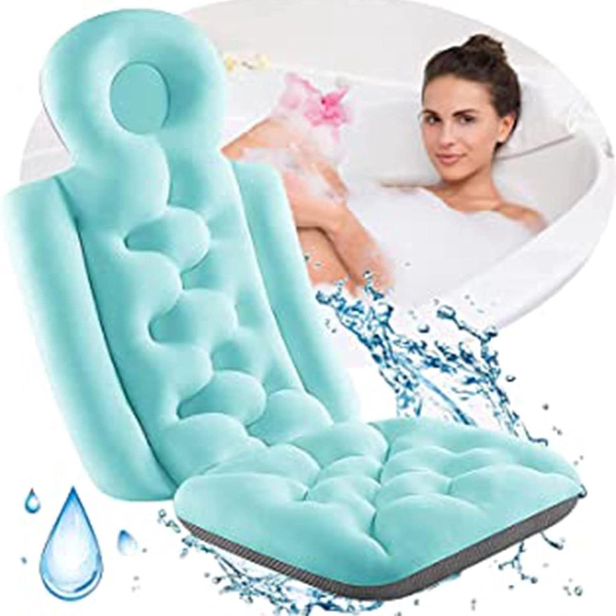 Badkussen - Luxe Kussen - Ontspannen Baden - Ergonomische Steun - Universeel - Blauw