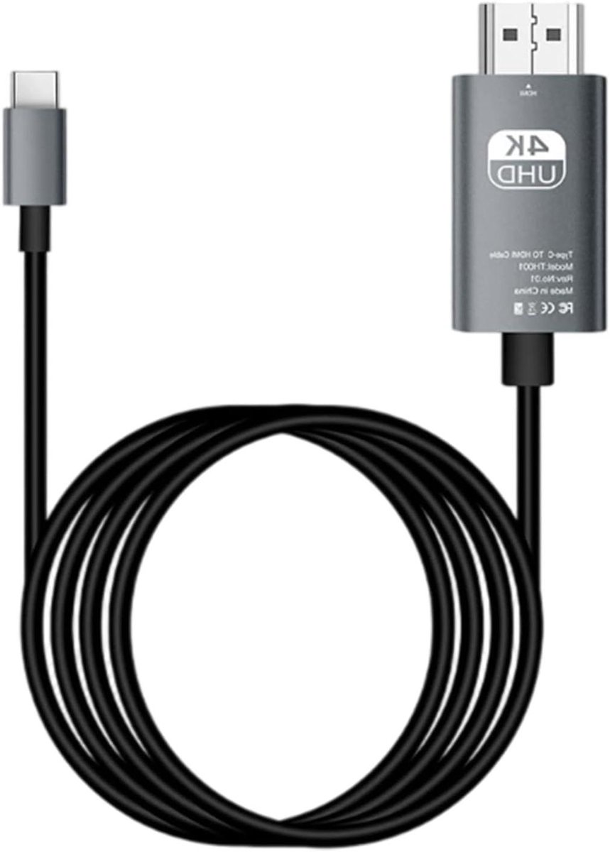 Type C naar HDTV adapter - Video kabel - Scherm delen - 4K 60Hz beeld - 2 meter - Zwart