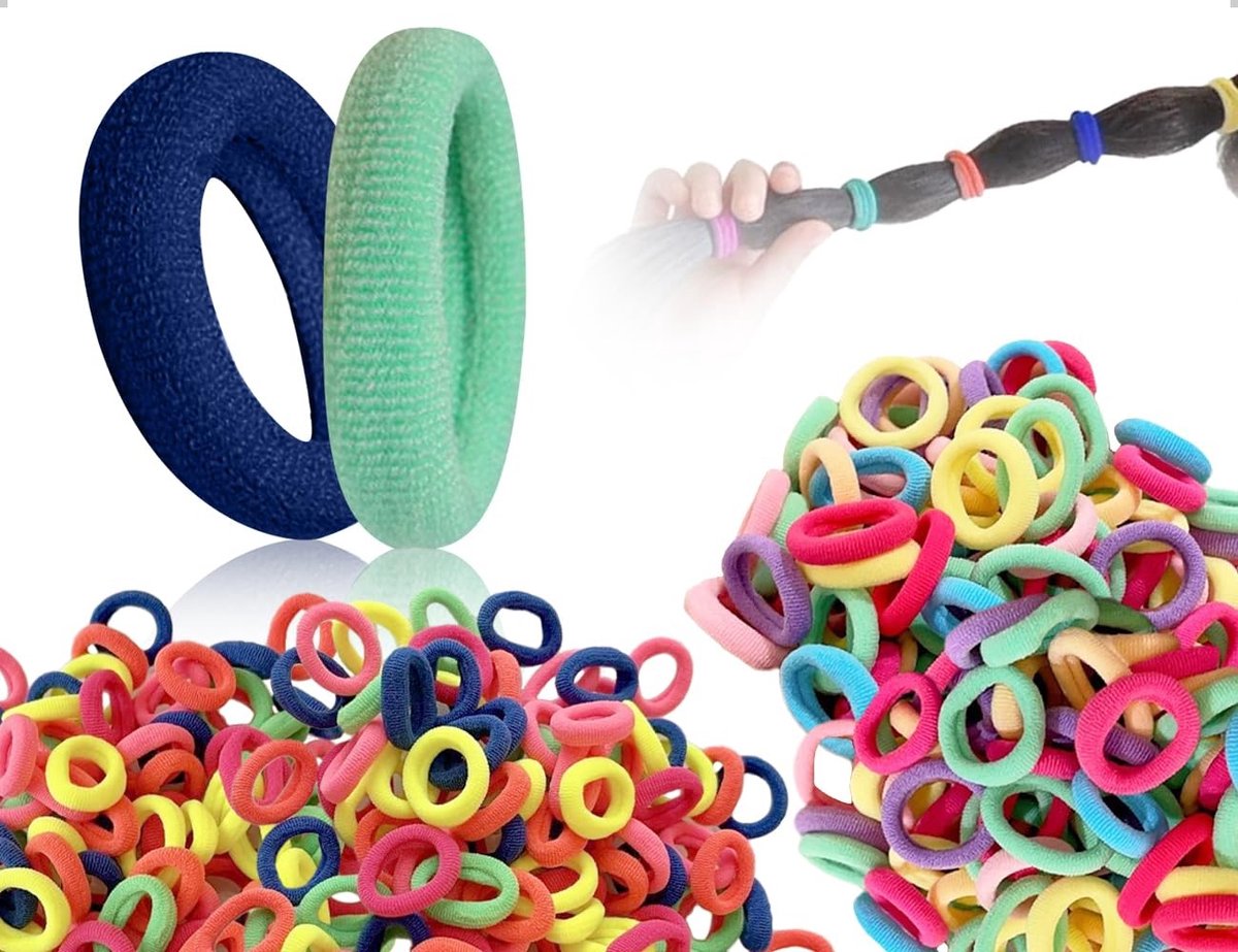Cosensi - Set van 200 Haarelastiekjes in Diverse Kleuren