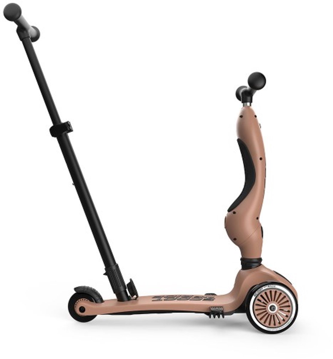 Scoot & Ride Highwaykick 1 Push & Go - 2-in-1 Kinderstep met duwstang - Step & Loopfiets 2-in-1, 3 wielen - Duwstang 3 hoogtes, afneembare voetsteunen - 1-5 jaar, max 20/50 kg - Mocha — afbeelding 15