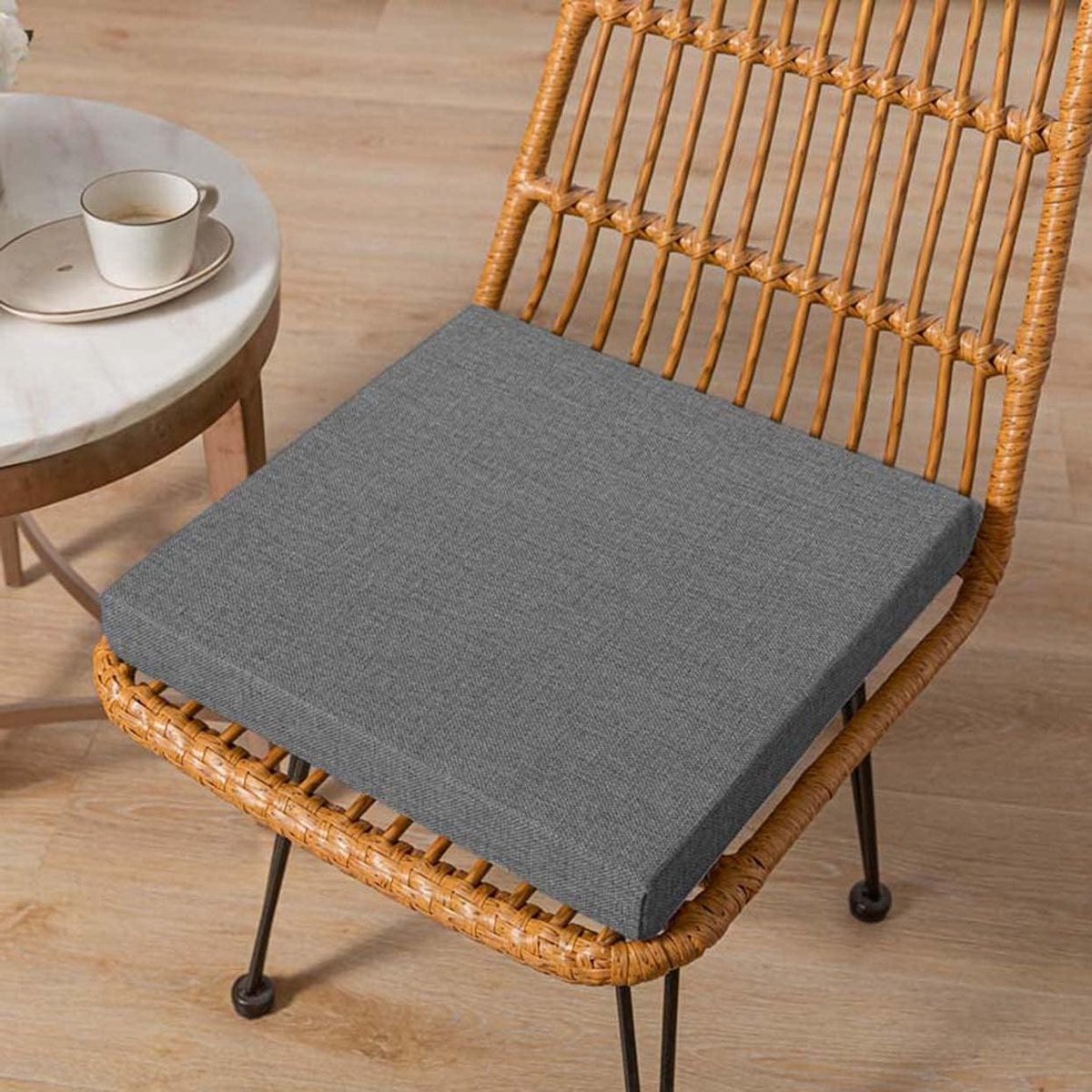 Tuinstoelkussen - Zitkussen Bankkussen - Comfortabel Zitten - Antislip Onderkant - 55x55x5CM - Donkergrijs