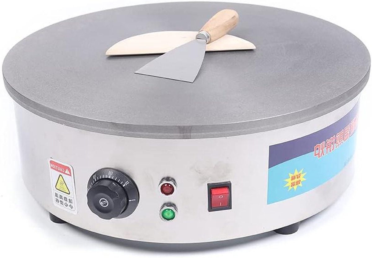 Plaat Crêpemaker - Pannenkoekenplaat - Professioneel Bakken - Grote Diameter - 45 cm - Zilver