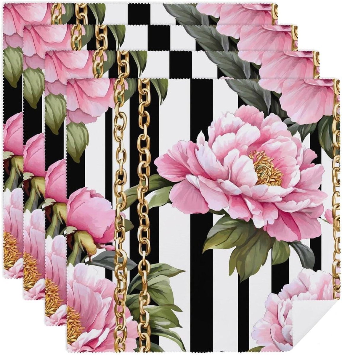 Stoffen Servetten - Wasbare Doekjes - Tafel Dekken - Bloemen Print - 47.5 cm Set van 4 - Stijl