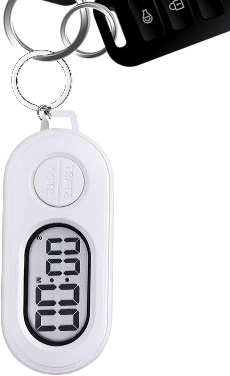 Stop Timer Sleutelhanger - Mini Stopwatch - Tijd Meten - Hoge Nauwkeurigheid - 2.5 x 5 cm - Wit