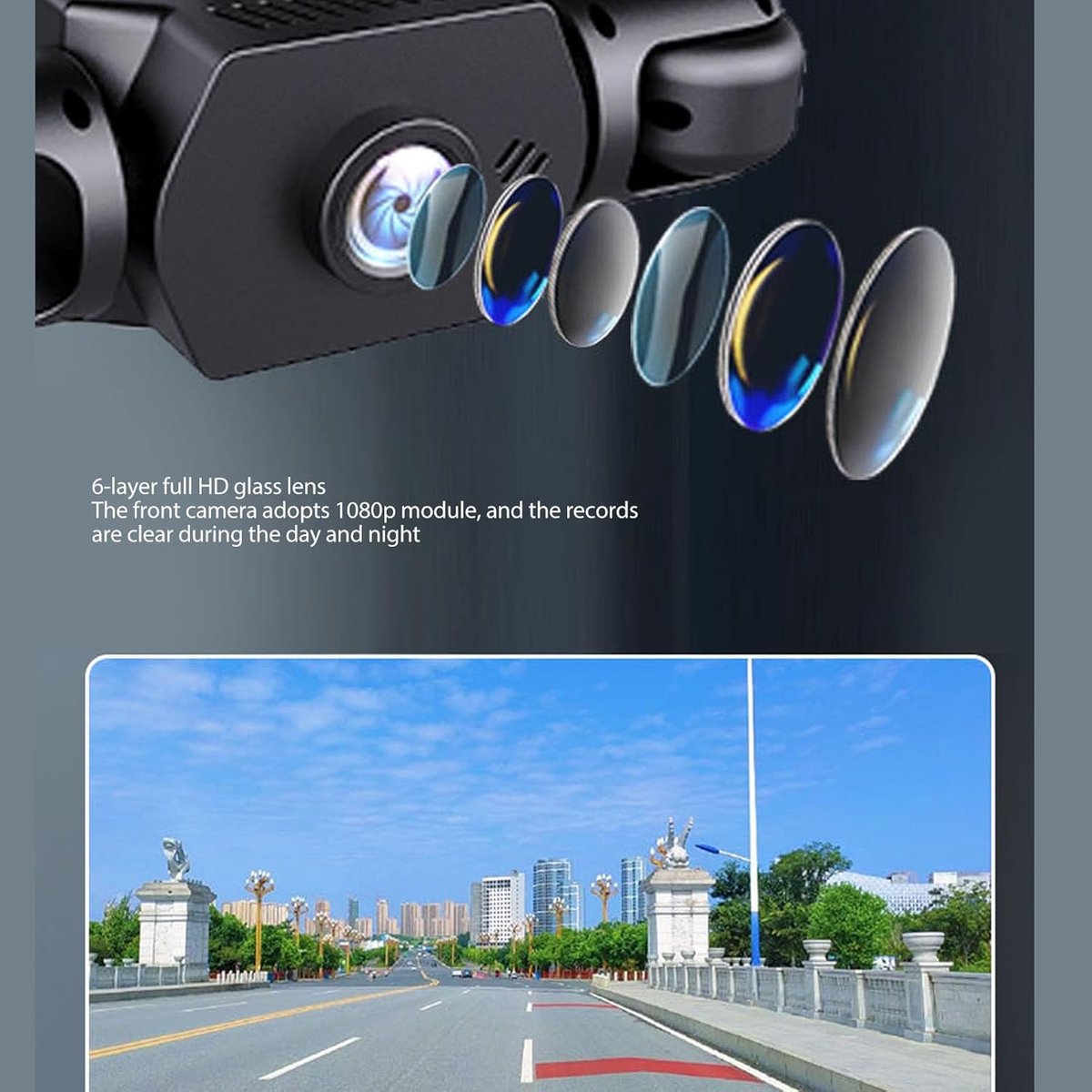 4-kanaals Dashcam - Auto camera - Veiligheid onderweg - Volledige voertuigdekking - 1080P HD - Zwart – foto 5