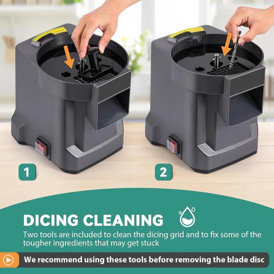 Elektrische Groentesnijder - Keukenmachine Dicer - Snel Ingrediënten Verwerken - 3-in-1 Functionaliteit - 25x20x35 cm - Zilver — afbeelding 4