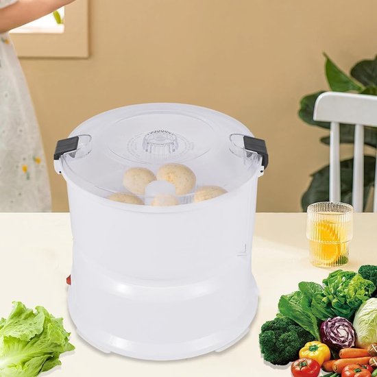 Automatische Aardappelschilmachine - Elektrische Dunschiller - Snel Groenten Schillen - 2-in-1 Functie - 1kg Capaciteit - Wit — afbeelding 3