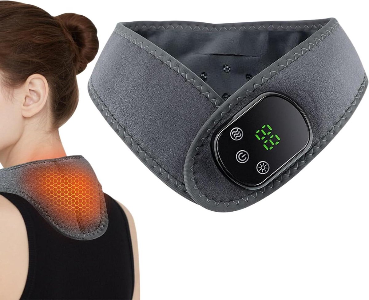 Verwarmde Nekband - Elektrische Warmteband - Spierontspanning - Vijf Warmtestanden - 64 cm Lengte - Zwart