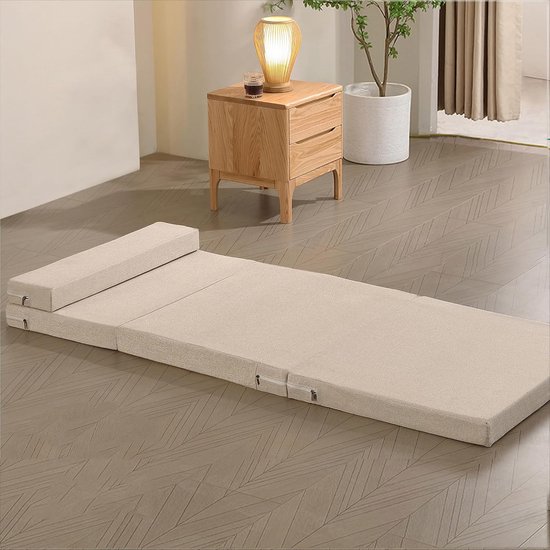 Vloermatras Kussen - Opvouwbaar Bed - Extra Slaapplek - Met Ingebouwd Kussen - 200 cm Lengte - Blauw — afbeelding 3