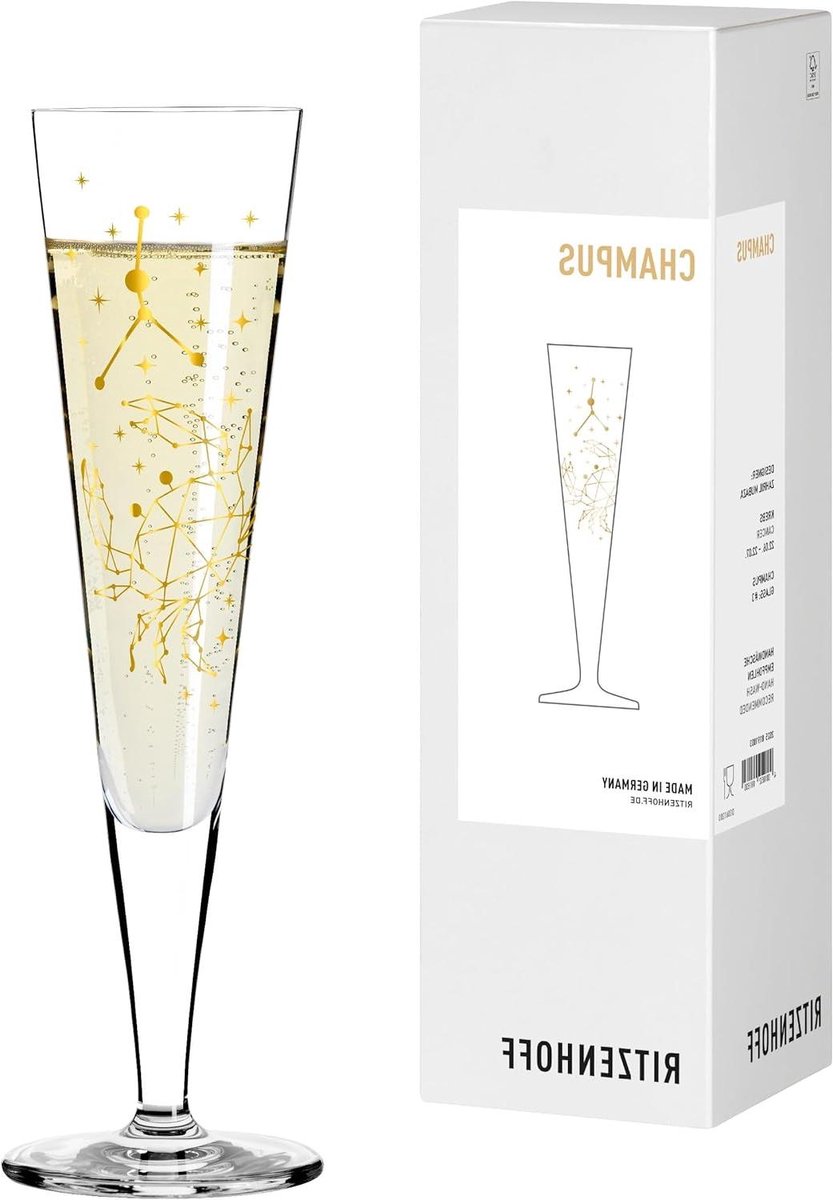 Champagne Glas - Feestelijk Glas - Genieten van Drankjes - Echt Goud Decor - 200 ml - Goud