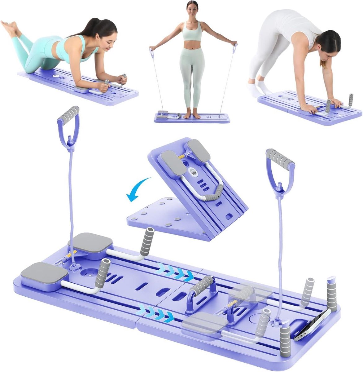 Pilates Board Set - Reformer Machine - Thuis Fitness - Opvouwbaar Ontwerp - 106 x 40 cm - Paars